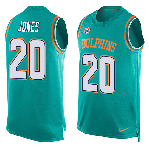 Men's Limited Reshad Jones Nike Jersey Aqua Green - #20 Player Name & Number Tank Top NFL Miami Dolphins